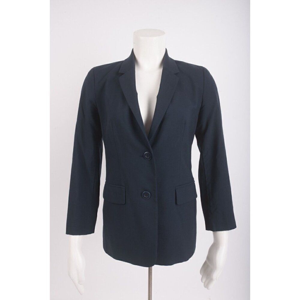 J. Jill Womans Suit Jacket Blazer Size 2 Petite 2P Navy Blue Single Breasted